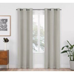 Eclipse Blackout Matte Silver 2 Grommet Hang Curtain Panel Set 37" x 63" Each